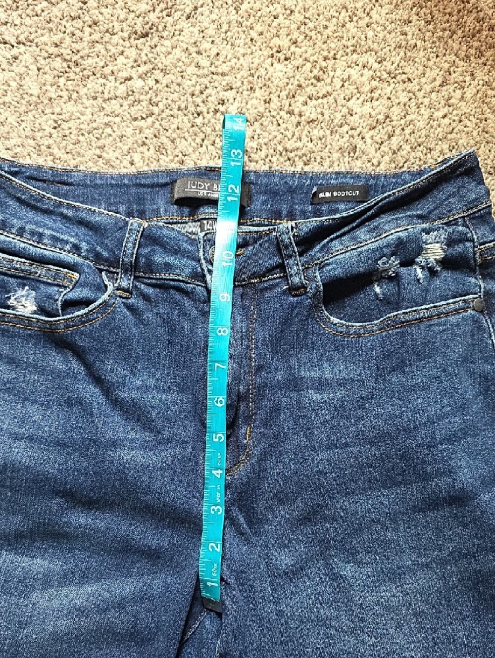 Judy Blue Dark Slim Bootcut Jeans with Subtle Distress - Picture 11 of 11